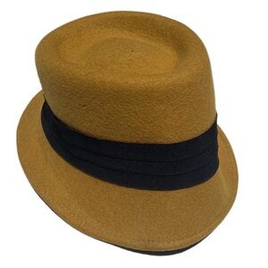 Women’s Vintage mustard yellows and black fedora hat